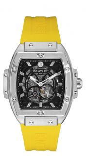 Bentley Dazzling Superstar Yellow Rubber Band strap Diamond Automatic Watch