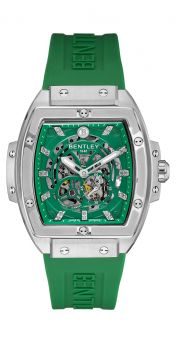 Bentley Dazzling Superstar Green Rubber Band strap Diamond Automatic Watch