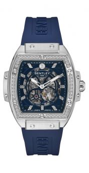Bentley Dazzling Superstar Blue Dial Diamond Automatic Watch with Blue Rubber Strap – Shine Brightly Edition