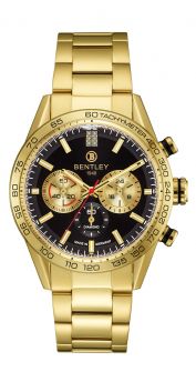 Bentley Thunder Series Diamond Black Dial Quartz Watch Gold Tone Stainless Steel