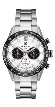 Bentley Racing enthusiasts Thunder Series White Dial Diamond Quartz Watch All Stainless Steel