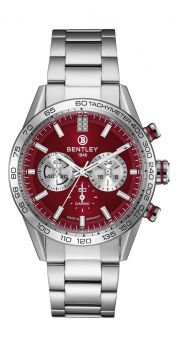 Bentley Racing enthusiasts Thunder Series Dark Red Dial Diamond Quartz Watch All Stainless Steel
