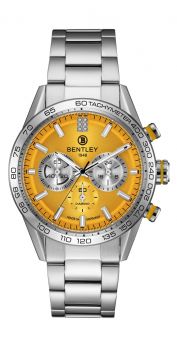 Bentley Racing enthusiasts Thunder Series Yellow Dial Diamond Quartz Watch All Stainless Steel