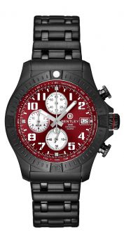 Bentley Track Elite  Black tone stainless steel Dark Red Dial diamond quartz watch 
