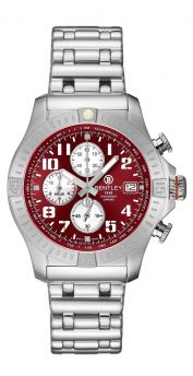 Bentley Track Elite stainless steel Dark Red Dial diamond quartz watch