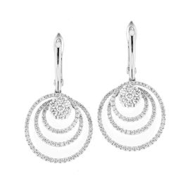 Coronet diamond earrings shaped into three circles and set in white gold - 1