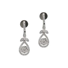 Coronet diamond teardrop bloom earrings in white gold - 1