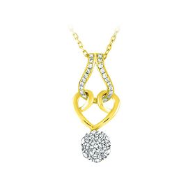 Coronet Diamond Heart Pendant with Chain in White Yellow Gold -1