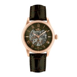 Coronet diamond watch with brown dial and leather strap - 1