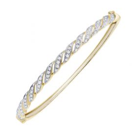 Spiral diamond bangle bracelet in 18K yellow gold - 3