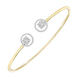 Flexible open cuff diamond bangle in 18K gold - 2