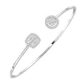 Double-head open cuff diamond bangle in white gold - 2