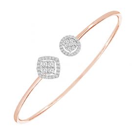 Dual head & open cuff diamond bangle in 18K rose gold - 3