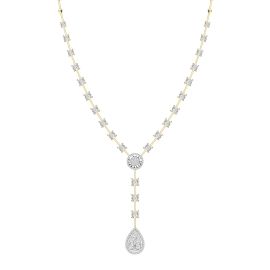 Pear Shaped Solitaire Diamond Necklace set in Yellow Gold 