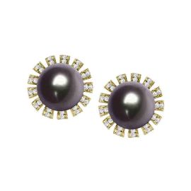 South Sea pearl diamond earrings in yellow gold - 3