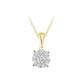 Round Diamond Solitaire Pendant in White and Yellow Gold 