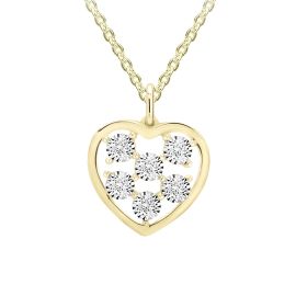 Heart Shaped Diamond Pendant with Chain in 18k White Yellow Gold