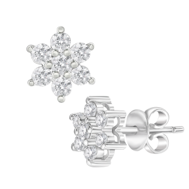 Snowflake Diamond Earrings in 18K White Gold
