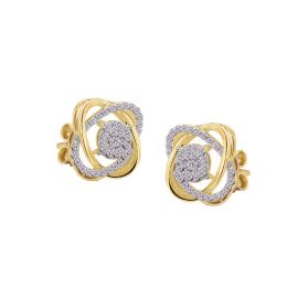 Loose knot style diamond stud earrings in 18K yellow gold