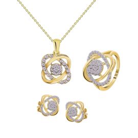 Moving round diamond pendant set in 18K yellow gold