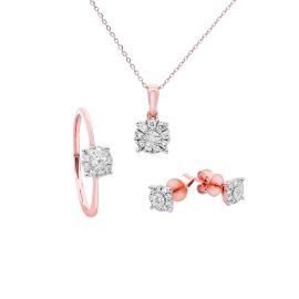 Diamond Necklace Set in White Rose Gold