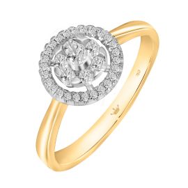 Flamboyant round Coronet diamond ring in yellow gold - 1