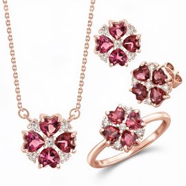 Illuminated hearts pendant set 