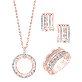 Gleaming Circular Diamond Pendant Set in 14K Rose Gold