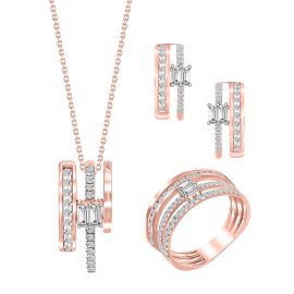 Illusion Diamond Split Pendant Set in 14K Rose Gold