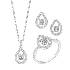 Lacrima di Luna 18K white gold diamond pendant set