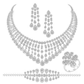 Luxury Diamond Bridal Jewelry Set – Necklace, Earrings, Bracelet & Ring | Lifestyle Fine Jewelry