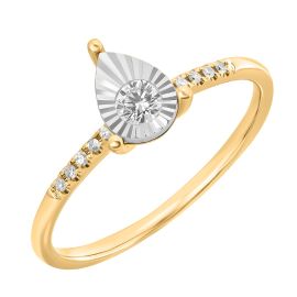 14K White & Yellow Gold Diamond Solitaire Illusion Ring 