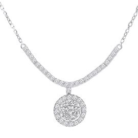 Round illusion halo diamond pendant in 18K gold - 1