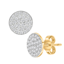 18K Gold Round Pavé Diamond Stud Earrings (0.38 carats)