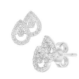 18K Gold Teardrop Diamond Earrings 0.19 CT Stylish Studs