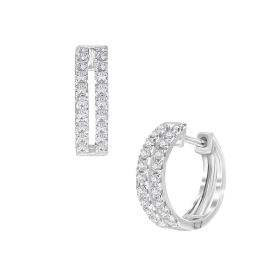 18K White Gold Diamond Hoop Earrings 0.31 CT