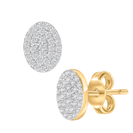 18K Gold Round Pavé Diamond Stud Earrings (0.20 carats) 