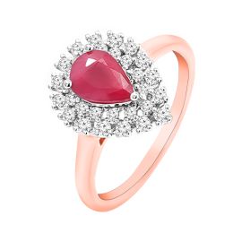 PEAR SHAPED  RUBY DIAMOND RNG IN 14K GOLD