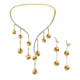 Radiant Golden Cascade Pearl Collar Necklace Set
