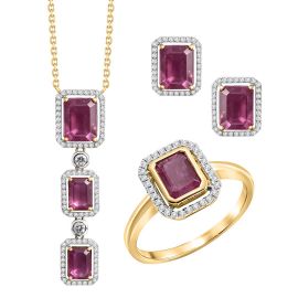 Royal Crimson Ruby Diamond Set