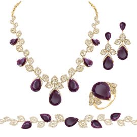 Royal Ruby & Diamond Heritage Suite in 18K Gold – 102.96ct Ruby & 9.642ct Diamond Masterpiece