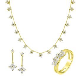 Floral diamond chocker necklace set in yellow gold