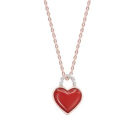 Perfect Red Heart Pendant with Diamond in Rose Gold 