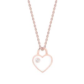 Perfect White Heart with Diamond in Rose Gold 