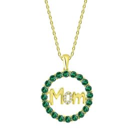 Enchanted mom pendant with diamond and emerald in 18K gold - 1