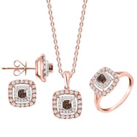 Square champagne diamond pendant set in rose gold