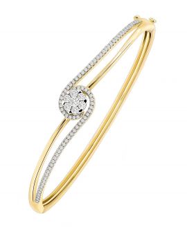 Beautiful yellow gold bangle studded with Coronet diamonds -1