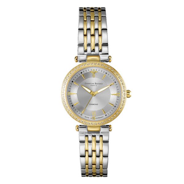 Shop Christian Bernard Streamer Silver Dial Diamond Watch
