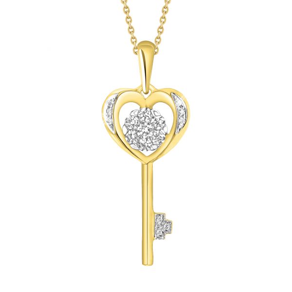 Diamond heart key pendant on sale