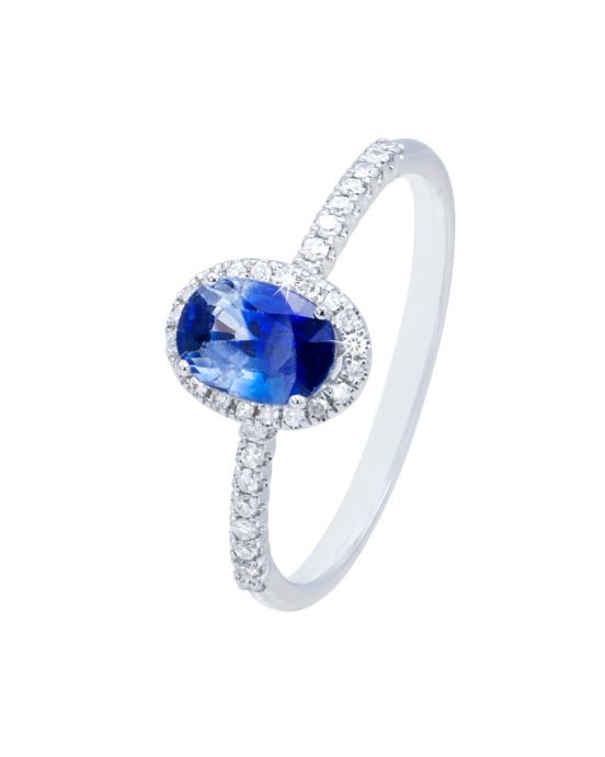 Diamond and blue sapphire on sale band